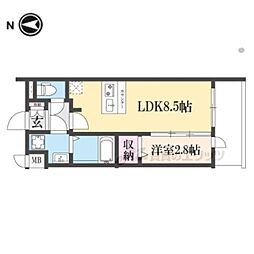 ファステート京都東福寺パラベル 1LDKの間取図画像