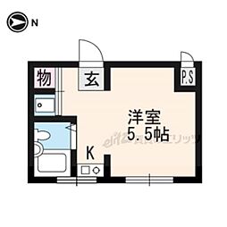 ビューパレス吉田 1Kの間取図画像