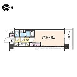ソルテラス京都西院悠洛 1Kの間取図画像