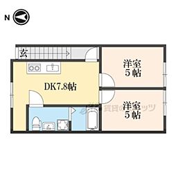 西野大鳥居ハイツ 2LDKの間取図画像