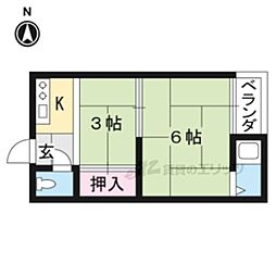 松山荘 2Kの間取図画像