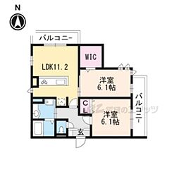 グランスタ花山 2LDKの間取図画像