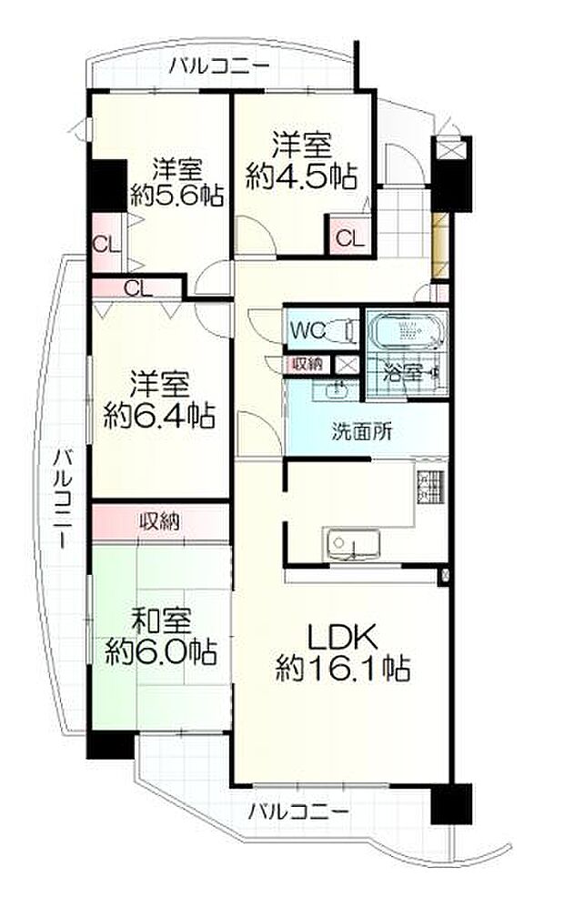 チサンマンション八木山香澄町(4LDK) 4階の間取り