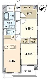 昭和マンション堤 2SLDKの間取り