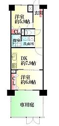 ライオンズマンション上杉北 2DKの間取図画像