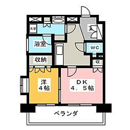 コートラクリア京橋 1DKの間取図画像