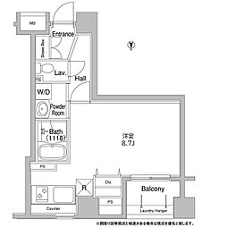 コンフォリア銀座EAST ワンルームの間取図画像