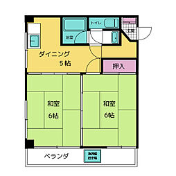 藤巻ビル 4階2DKの間取り