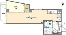 アルファコート東あずま 1階1LDKの間取り