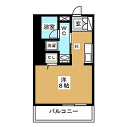 パークアクシス亀戸 10階1Kの間取り