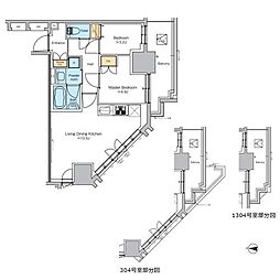 プラウドフラット錦糸町ウエスト 4階2LDKの間取り