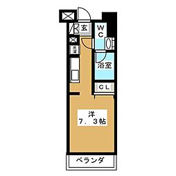 JR総武線 亀戸駅 徒歩10分の賃貸マンション 13階ワンルームの間取り