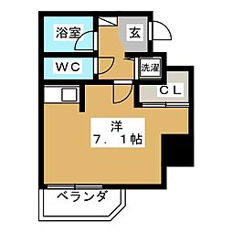 ジョイシティ住吉II 5階ワンルームの間取り