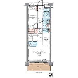 ラグゼナ平井ノース 3階ワンルームの間取り