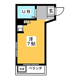 コーポ岩永 ワンルームの間取図画像