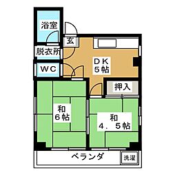 五井緑ビル 2DKの間取図画像