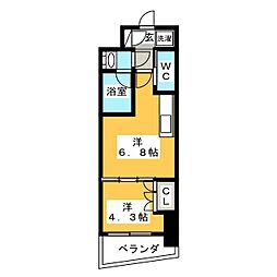 RESIDIA亀戸プレイス 1DKの間取図画像