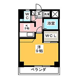 レニエ・ラ・ヴェルトゥ 1Kの間取図画像