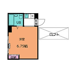 上野イースト 1階ワンルームの間取り