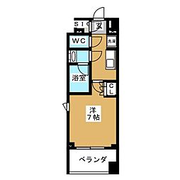 ＯＲＳＵＳ　ＨＯＮＪＯＡＺＵＭＡＢＡＳＨＩ 4階1Kの間取り