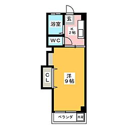 大川マンション 1Kの間取図画像
