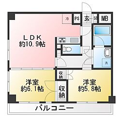 レジデンス上野 2LDKの間取図画像