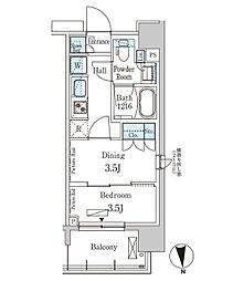 PARKAXIS上野EAST 1DKの間取図画像