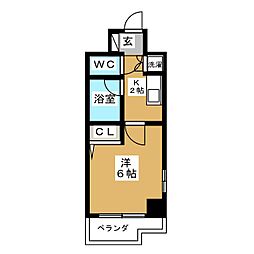 都営大江戸線 森下駅 徒歩4分の賃貸マンション 7階1Kの間取り