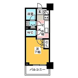 パークアクシス菊川ステーションゲート 2階1Kの間取り