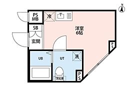PARK LILA住吉 3階ワンルームの間取り