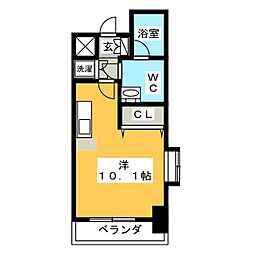 ルクレ森下レジデンス 10階ワンルームの間取り