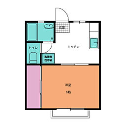メゾンプチマウント 2階1Kの間取り