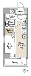 グランカーサ住吉II 1DKの間取図画像