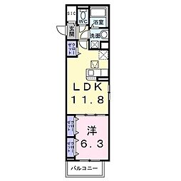 ボワ リュネール 1LDKの間取図画像