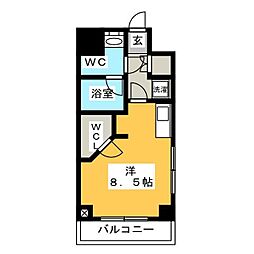 ParkAxis菊川 ワンルームの間取図画像