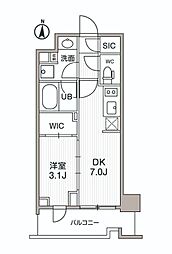 シーズンフラッツ両国サウス 1DKの間取図画像