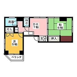 コーポアブニール 2DKの間取図画像