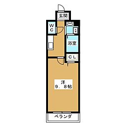オズレーベル 1Kの間取図画像