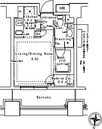 パークアクシス御茶ノ水ステージ 5階1Kの間取り