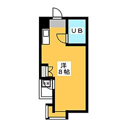 フラット本郷 2階ワンルームの間取り