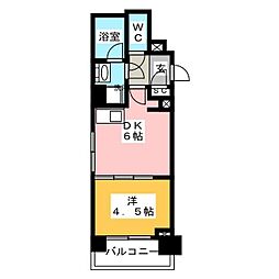 ＯＮＥ ＲＯＯＦ ＲＥＳＩＤＥＮＣＥ ＡＳＡＫＵＳＡＢＡＳＨ 13階1DKの間取り