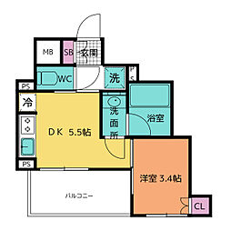 パークアクシス神田レジデンス 10階1DKの間取り