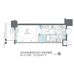 ZOOM秋葉原EAST 4階1Kの間取り