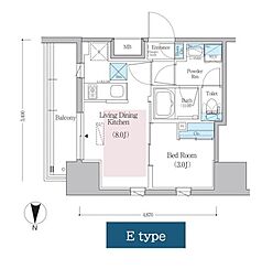 アーバネックス蔵前レジデンス 9階1LDKの間取り