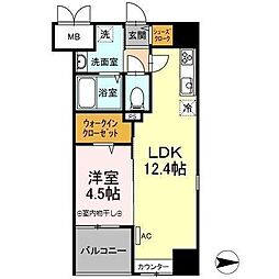 トリオマーレ蔵前 1LDKの間取図画像