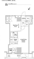 プラウドフラット東神田 1LDKの間取図画像