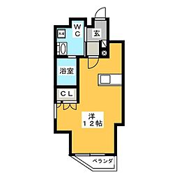 プラウドフラット東神田 ワンルームの間取図画像