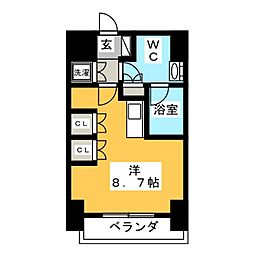 パークアクシス蔵前 ワンルームの間取図画像