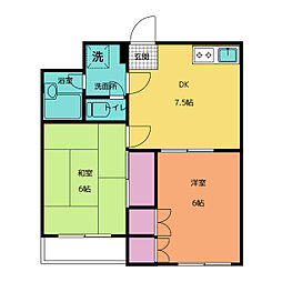 サンハイツ南砂 3階2DKの間取り