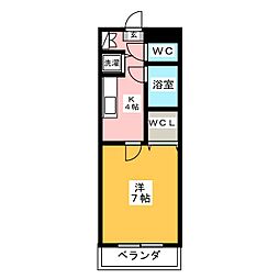 グランデュールヨシタケ 2階1Kの間取り